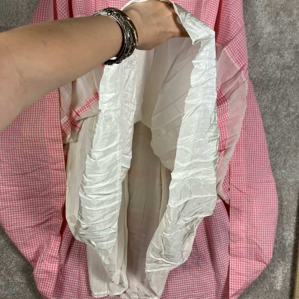 Vintage 50s Pink Gingham Organza Fit and Flare Dress White Sleeveless Midi - Picture 8 of 16